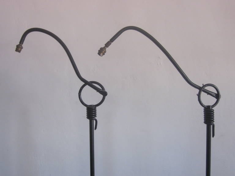 2 French Mid-Century Modern Floor Lamps  In Good Condition In New York, NY