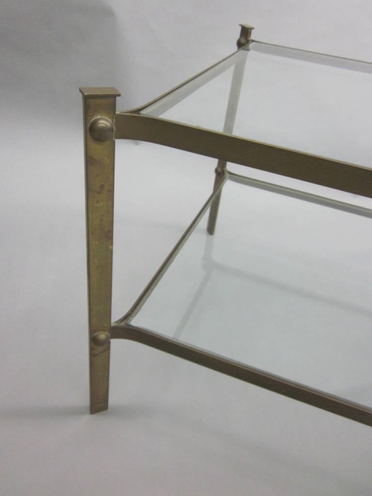 French Double Level Brass Cocktail Table Attributed to Masion Jansen 2