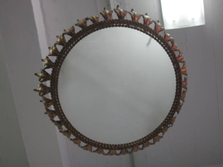 French Modern Neoclassical Gilt Iron Sunburst Flush Mount or Pendant In Good Condition In New York, NY