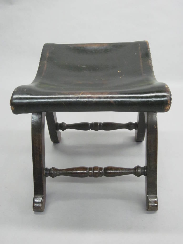 Mid-20th Century Pair of Studded Leather Benches or Stools by Pierre Lottier