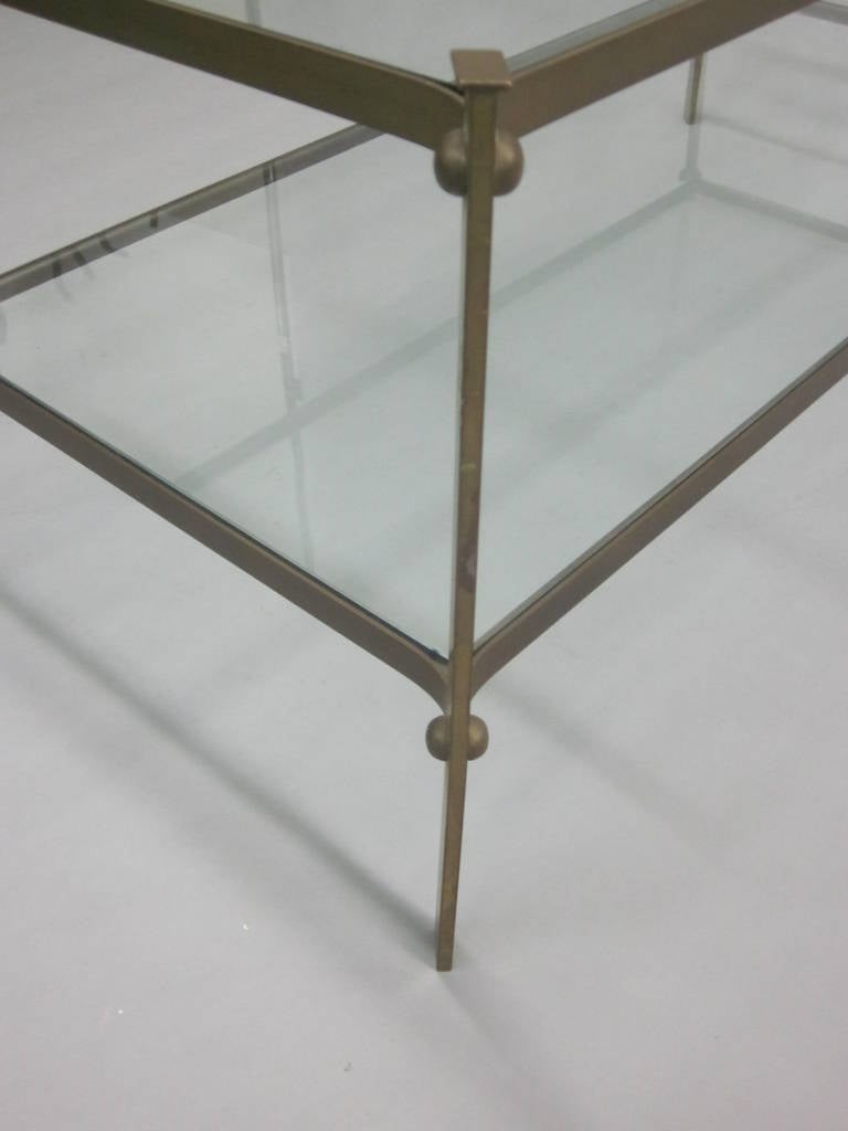 French Double Level Brass Cocktail Table Attributed to Masion Jansen 4