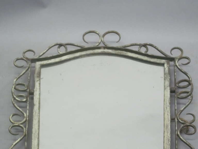 French Mid-Century Hand Wrought Iron Mirror Attributed to René Drouet, 1940 In Good Condition In New York, NY