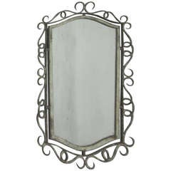 French 1940s Wrought Iron Mirror Attributed to René Drouet 11