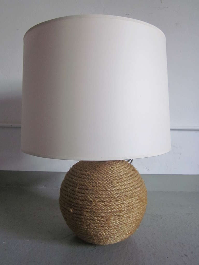 Mid-Century Modern Rare Pair of French Rope Table Lamps by Audoux-Minet