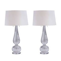 Four Clear Murano Glass Table Lamps Attributed to Barovier & Toso 11