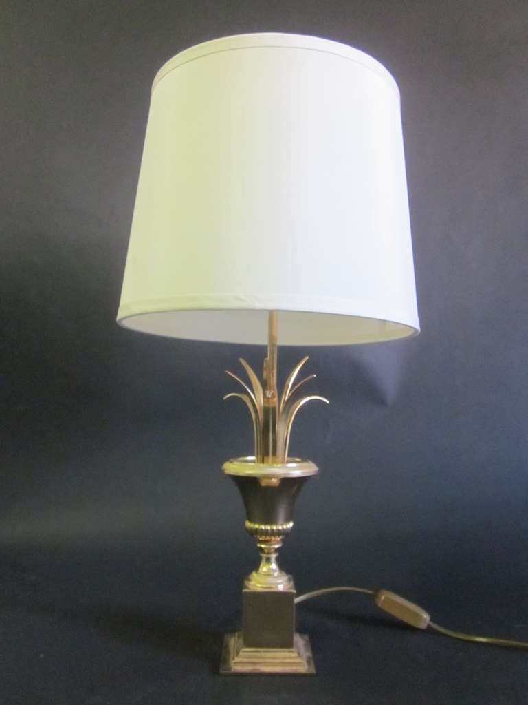 Mid-Century Modern Pair of Midcentury Brass Pineapple Frond Table Lamps Maison Charles Attributed