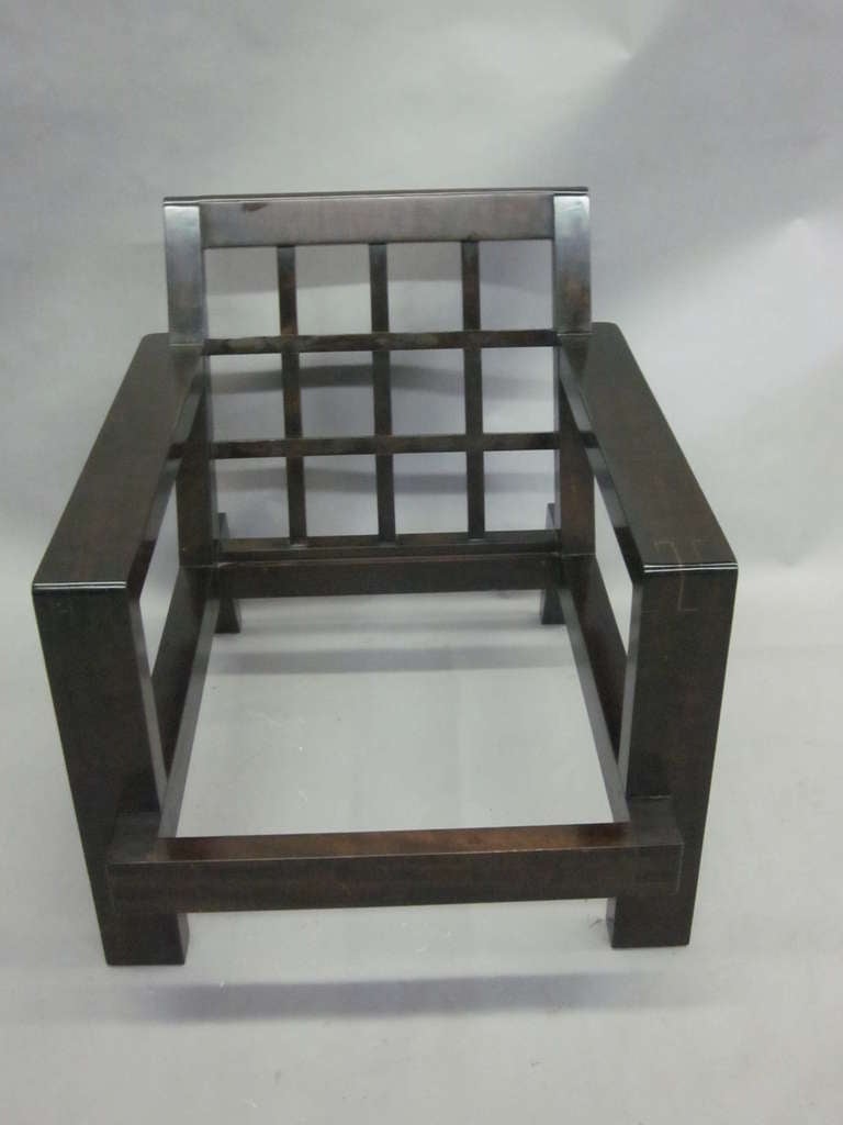 French Mid-Century Modern Grid-Back Lounge Chair in the style of Rene Gabriel 3