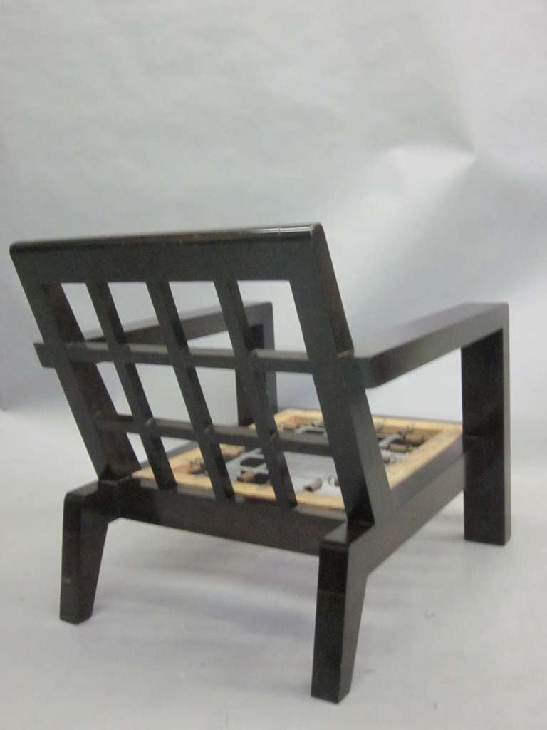 French Mid-Century Modern Grid-Back Lounge Chair in the style of Rene Gabriel 2