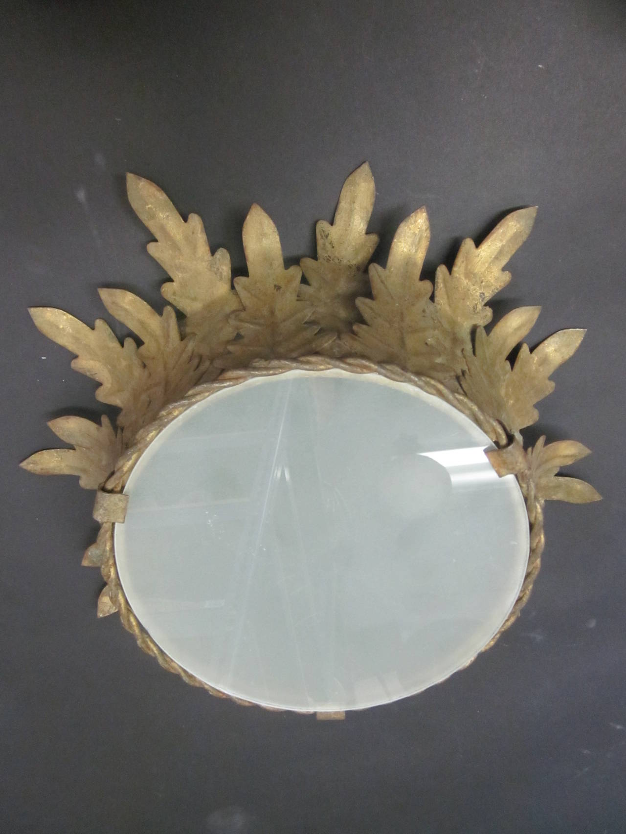 French 40's Gilt Iron Sunburst Fixture In Good Condition In New York, NY