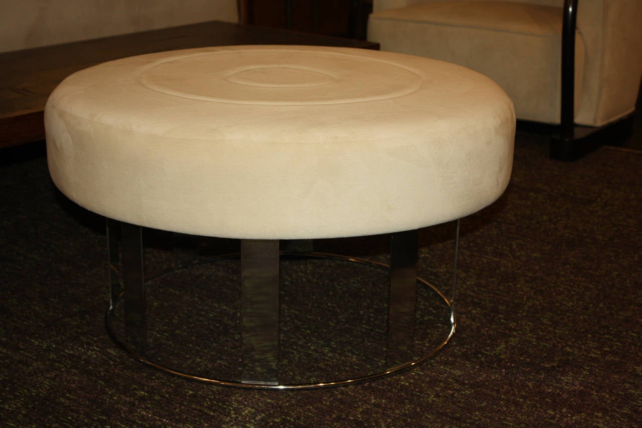 Pair of Nickel-Plated Ottomans