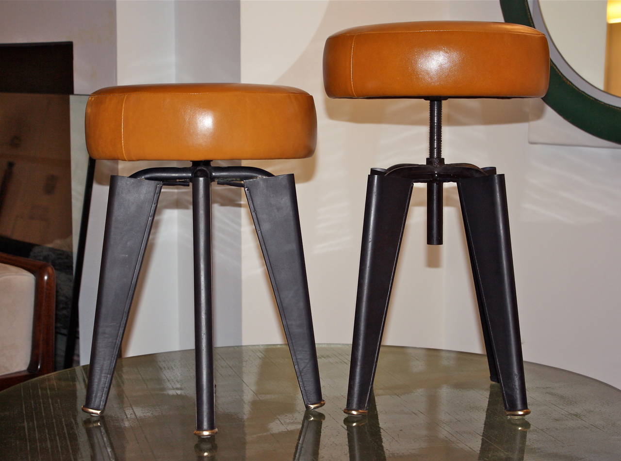 Pair of Piano Stools by Dominique for the Clemenceau Aircraft Carrier In Excellent Condition In Newburgh, NY