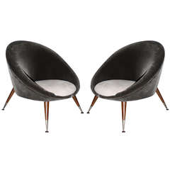 Vintage French 1950
s Upholstered Chairs