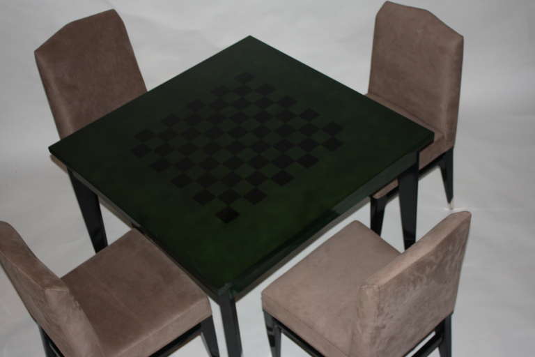 Raphael Raffel Emerald Lacquered Game Table In Excellent Condition For Sale In Newburgh, NY
