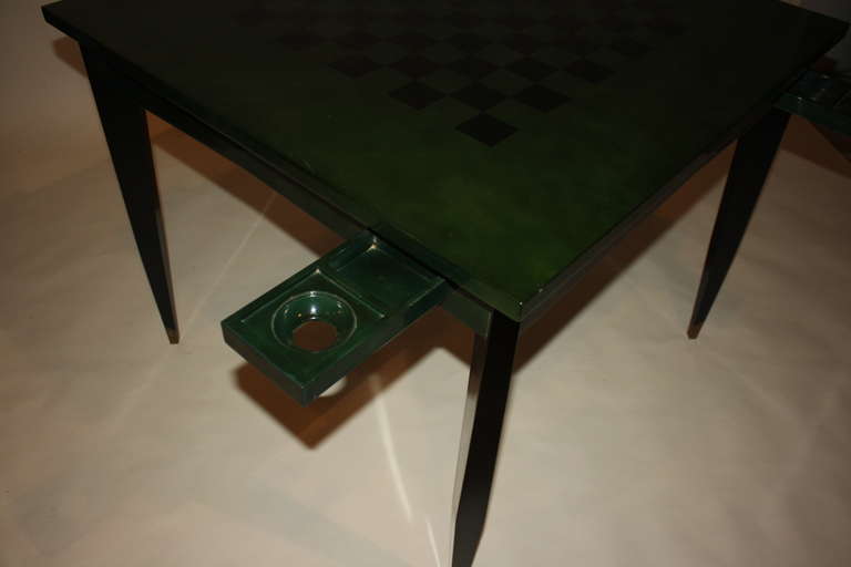 Mahogany Raphael Raffel Emerald Lacquered Game Table For Sale