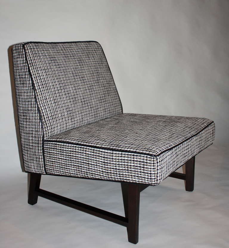 Mahogany Edward Wormley Leather Slipper Chairs