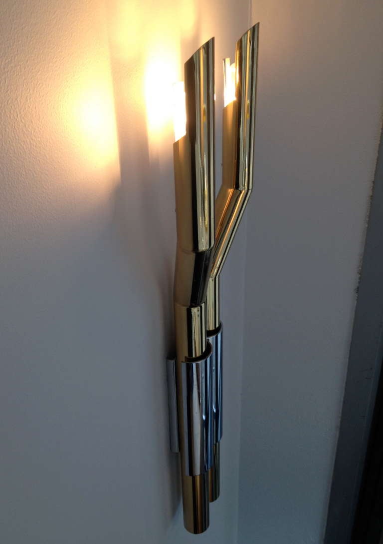 French Pair of Two-Tone Modernist Sconces