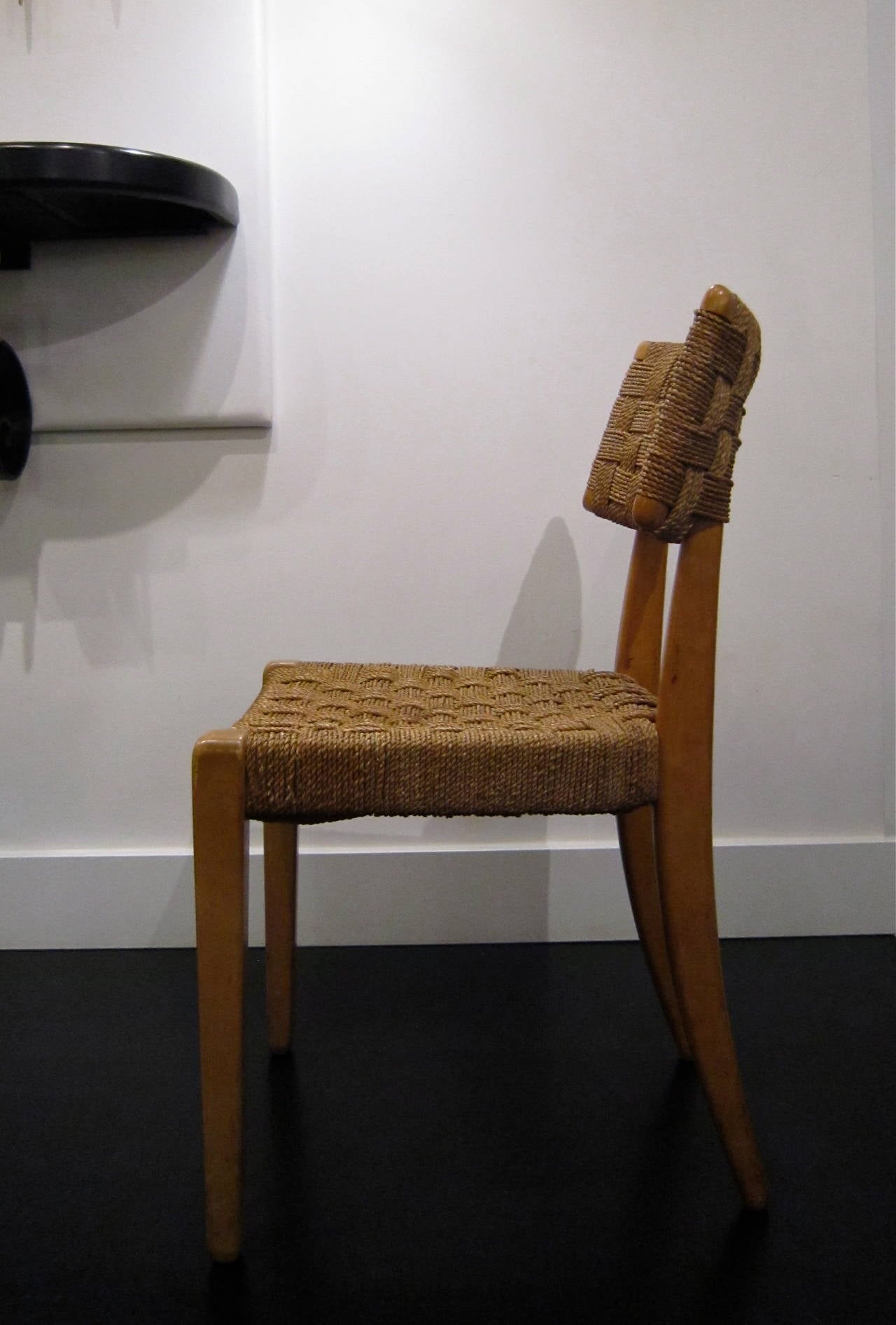 American Raffia Woven Mahogany Chairs