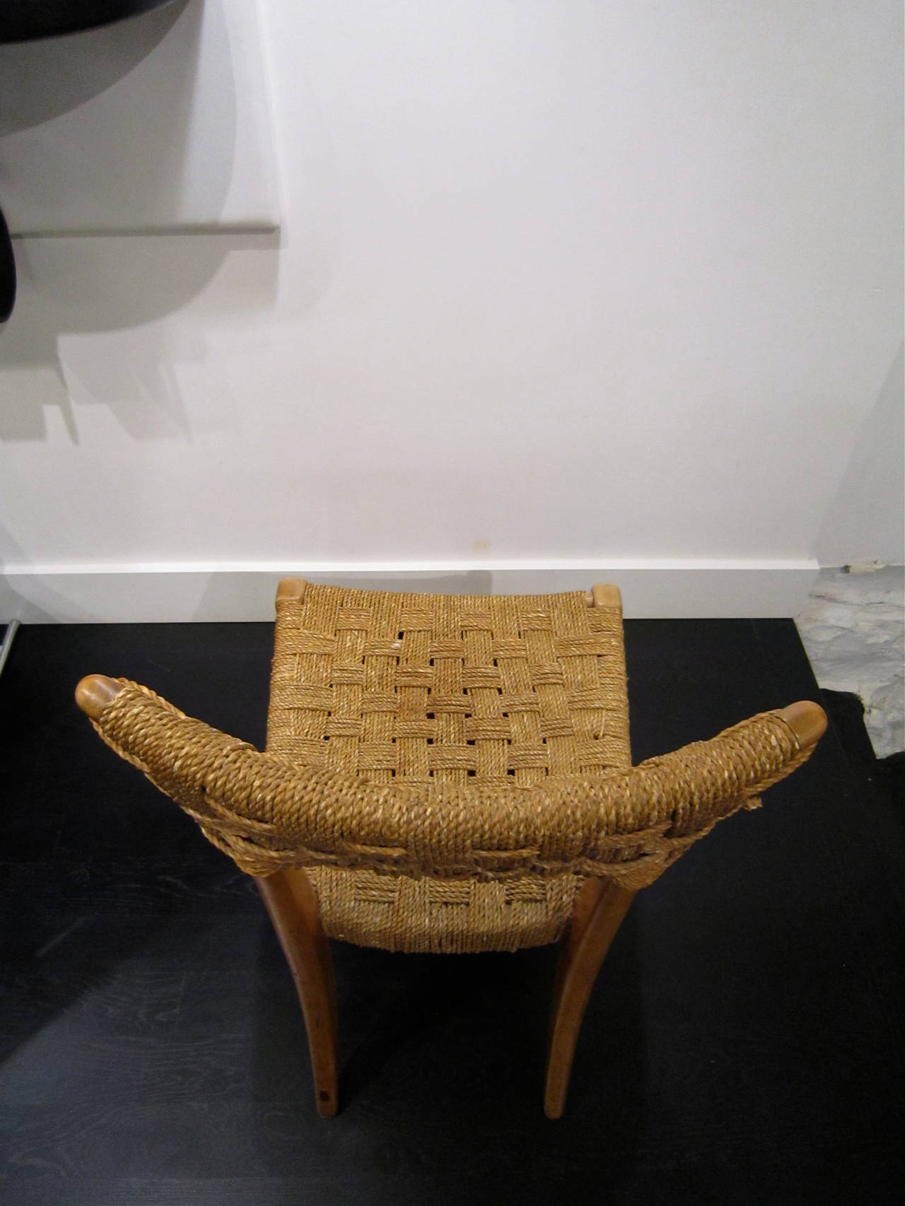 20th Century Raffia Woven Mahogany Chairs