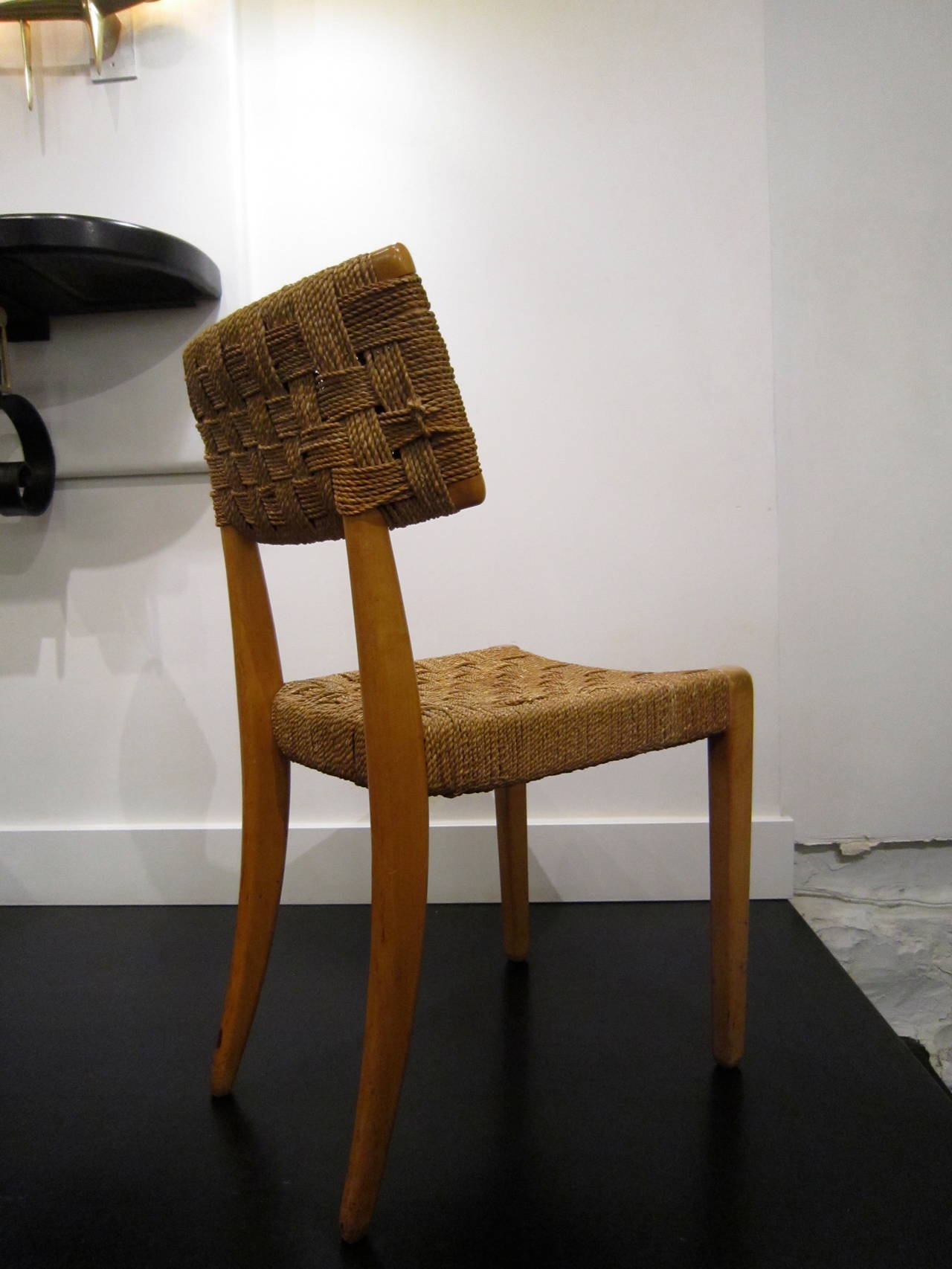 Raffia Woven Mahogany Chairs 3