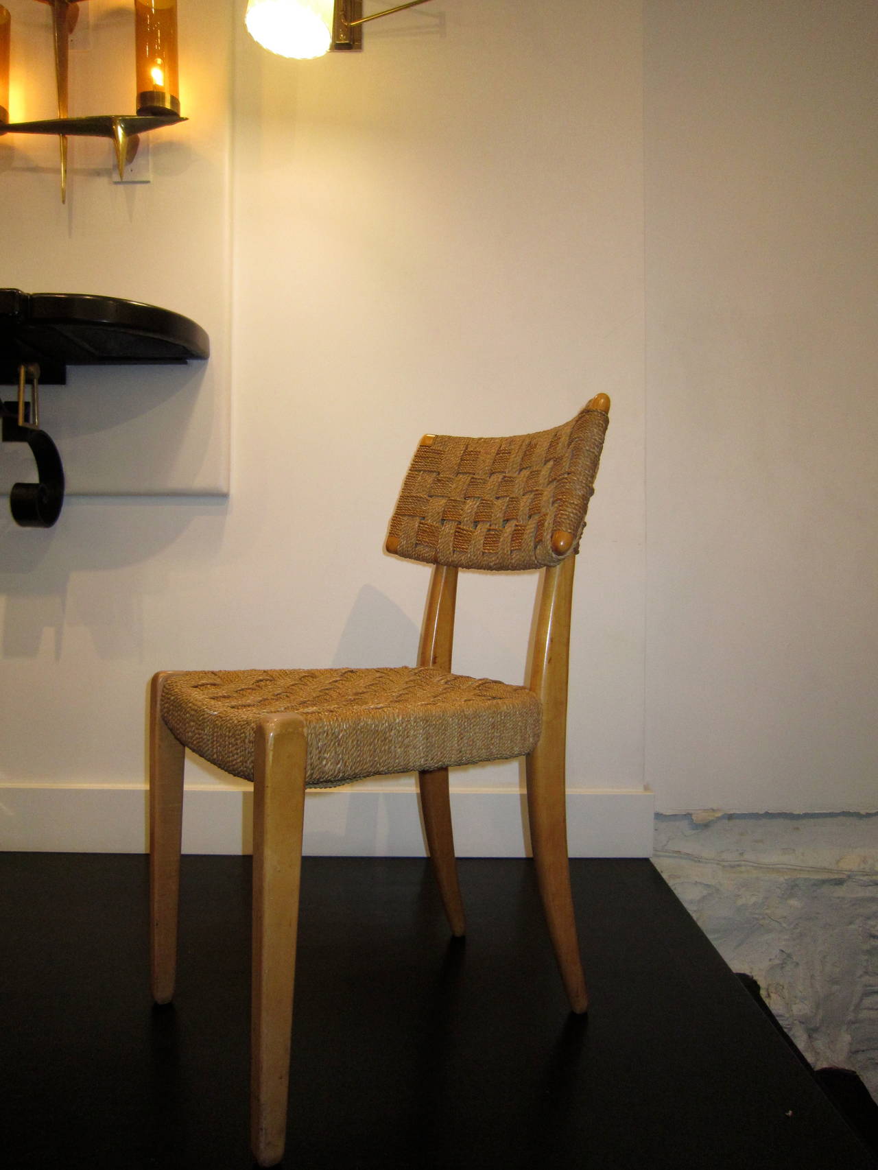 Raffia Woven Mahogany Chairs 4