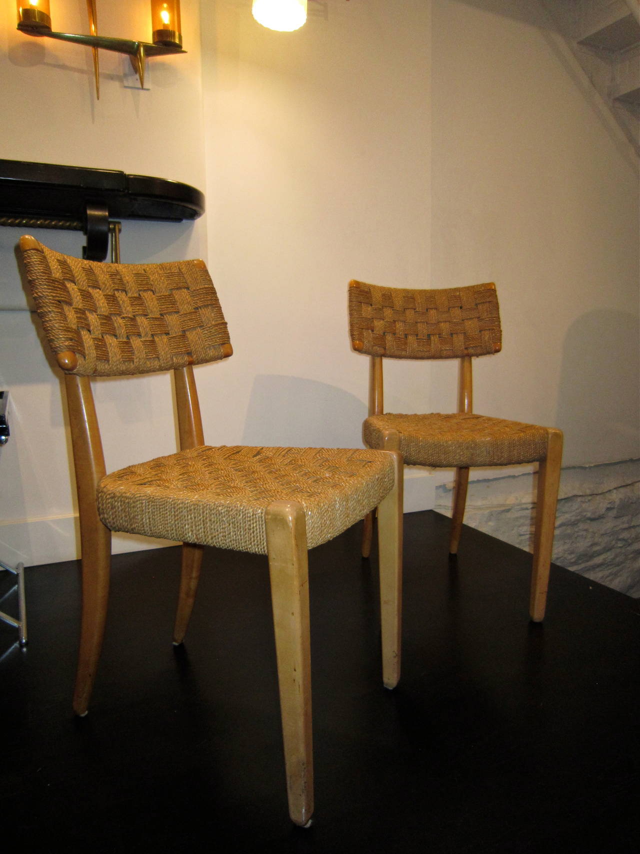 Raffia Woven Mahogany Chairs 2