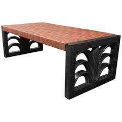 T.H. Robsjohn Gibbings Leather Bench 3