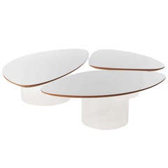 Set of Three Tables, "Nénuphar Blanc" by Janette Laverriére