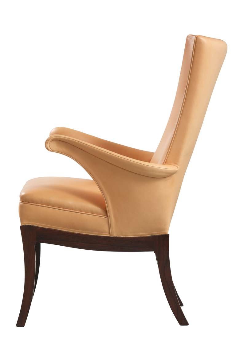 Rosewood and newly upholstered leather chair by Frits Henningsen (1889-1965).