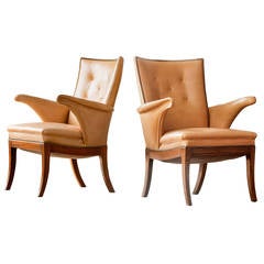Pair of Leather Armchairs by Frits Henningsen