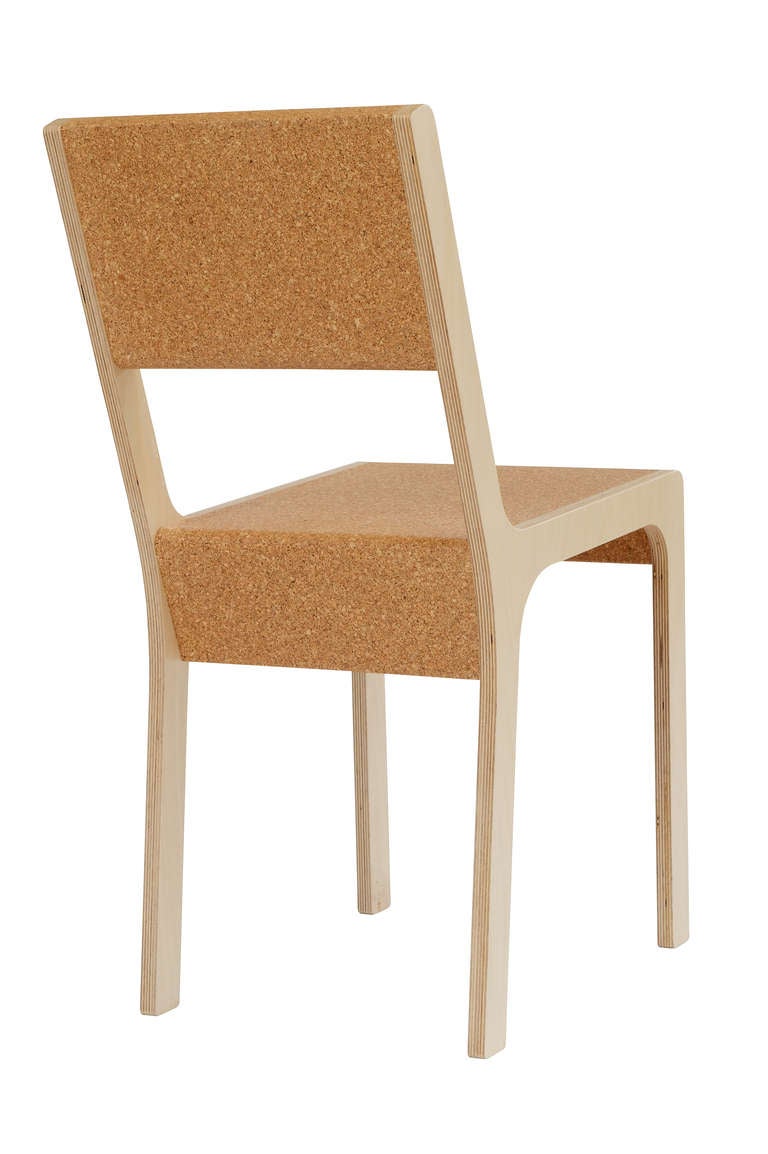 Set of four cork and birch plywood chairs by Martin Szekely (b. 1956).

Four chairs are available. Signed pieces.