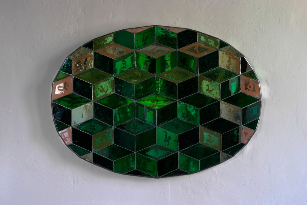 Patinated glass in ten shades from silver to emerald green. By Sam Orlando Miller (b. 1966). Signed.