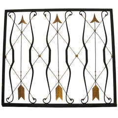 Vintage Wire and Steel Decorative Fire Screen