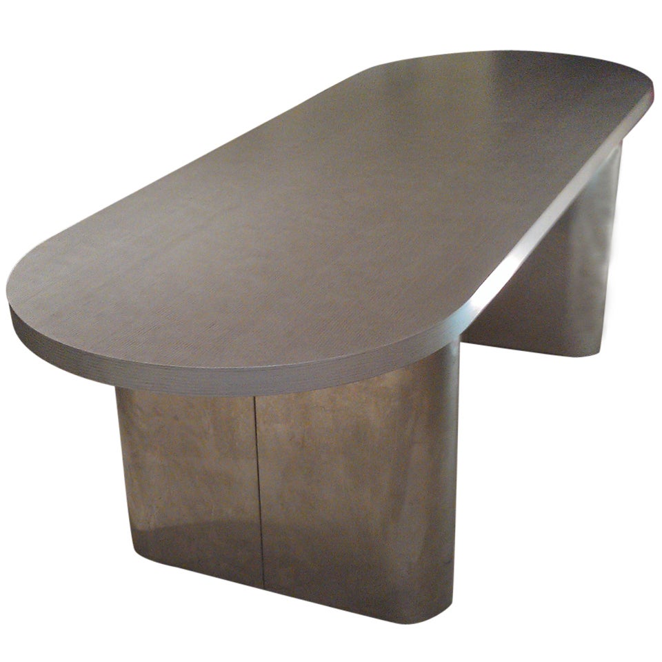 Aluminum Faux Finish Wood Top Dining Table circa 1960 For Sale