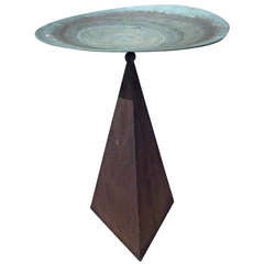 Vintage Copper & Iron Modernist Birdbath circa 1960