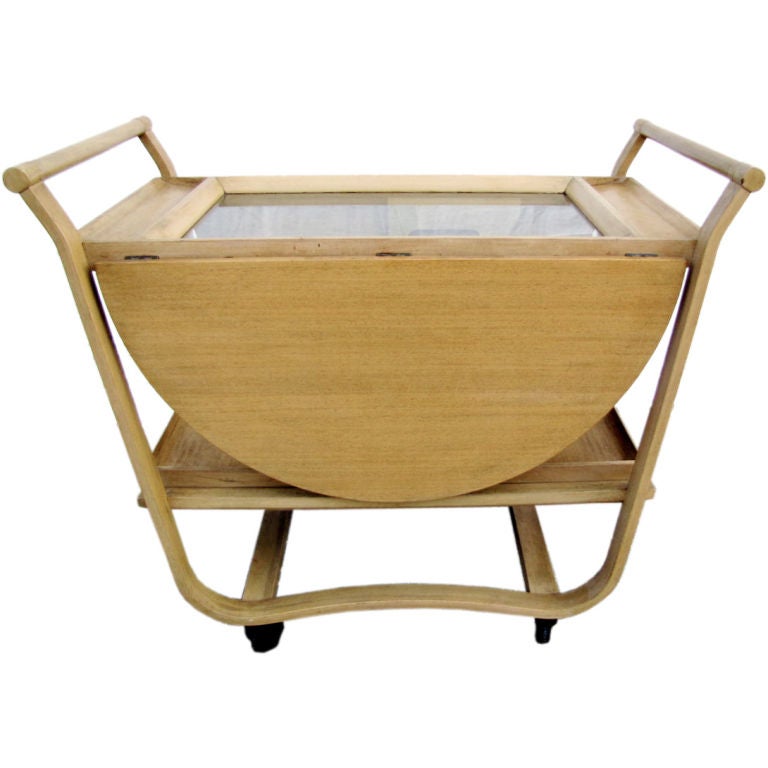 1940s Dunbar Drop-Leaf Bar Cart