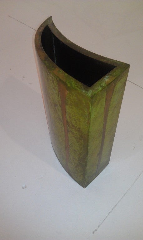 Patinated copper vase