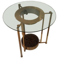 brass and glass lighted table