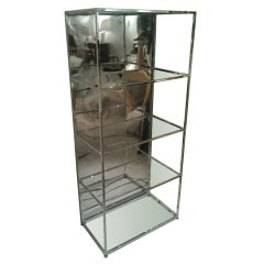 Milo Baughman chrome and mirrored stainless etagere