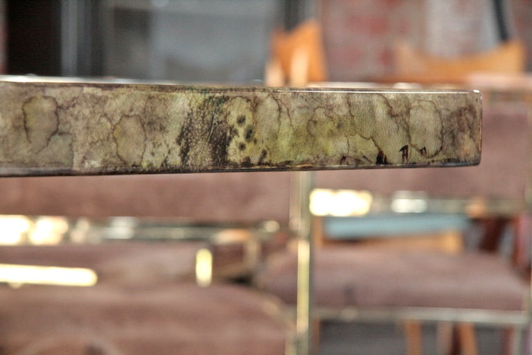 Italian Parchment & Resin Table with Solid Brass Legs 2