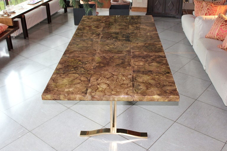 Italian Parchment & Resin Table with Solid Brass Legs In Excellent Condition In Los Angeles, CA