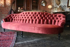 Used 19th c. Tufted Sofa with gold leaf/Iron Planter