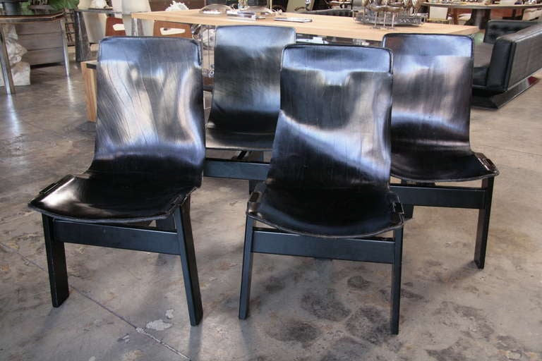 Italian Four leather Angelo Mangiarotti 