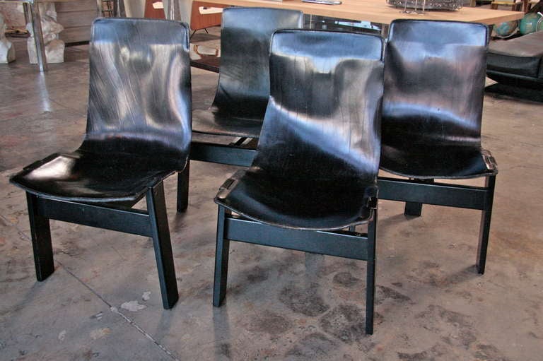 Four leather Angelo Mangiarotti 