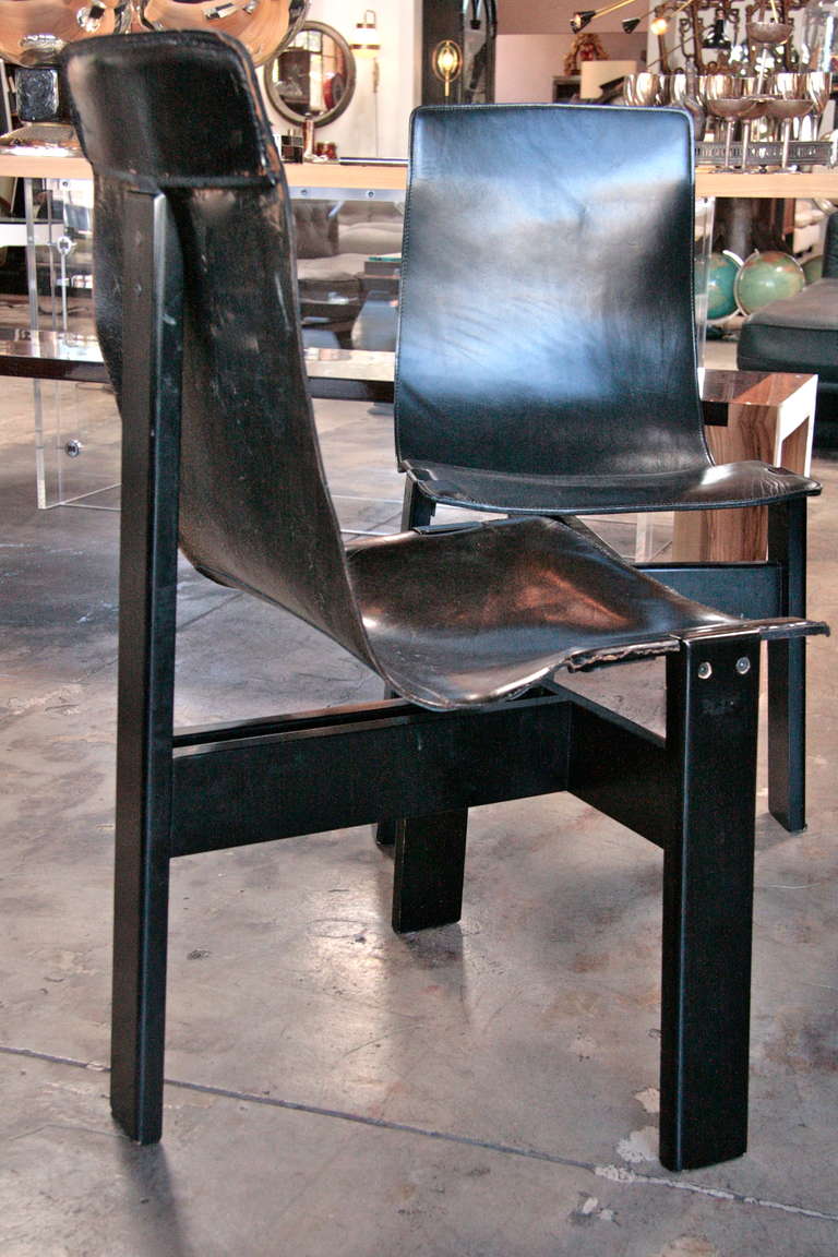 Late 20th Century Four leather Angelo Mangiarotti 