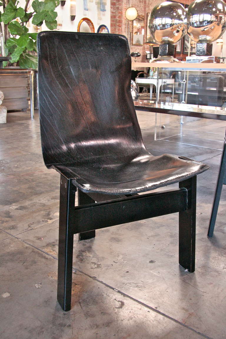 Four leather Angelo Mangiarotti 