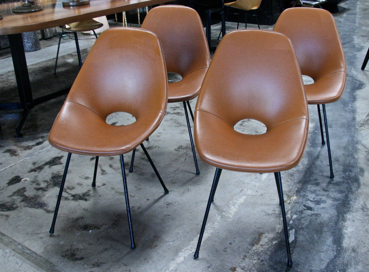 Set of Four Medea Chairs in leather by Vittorio Nobili. Eye candy by another 
