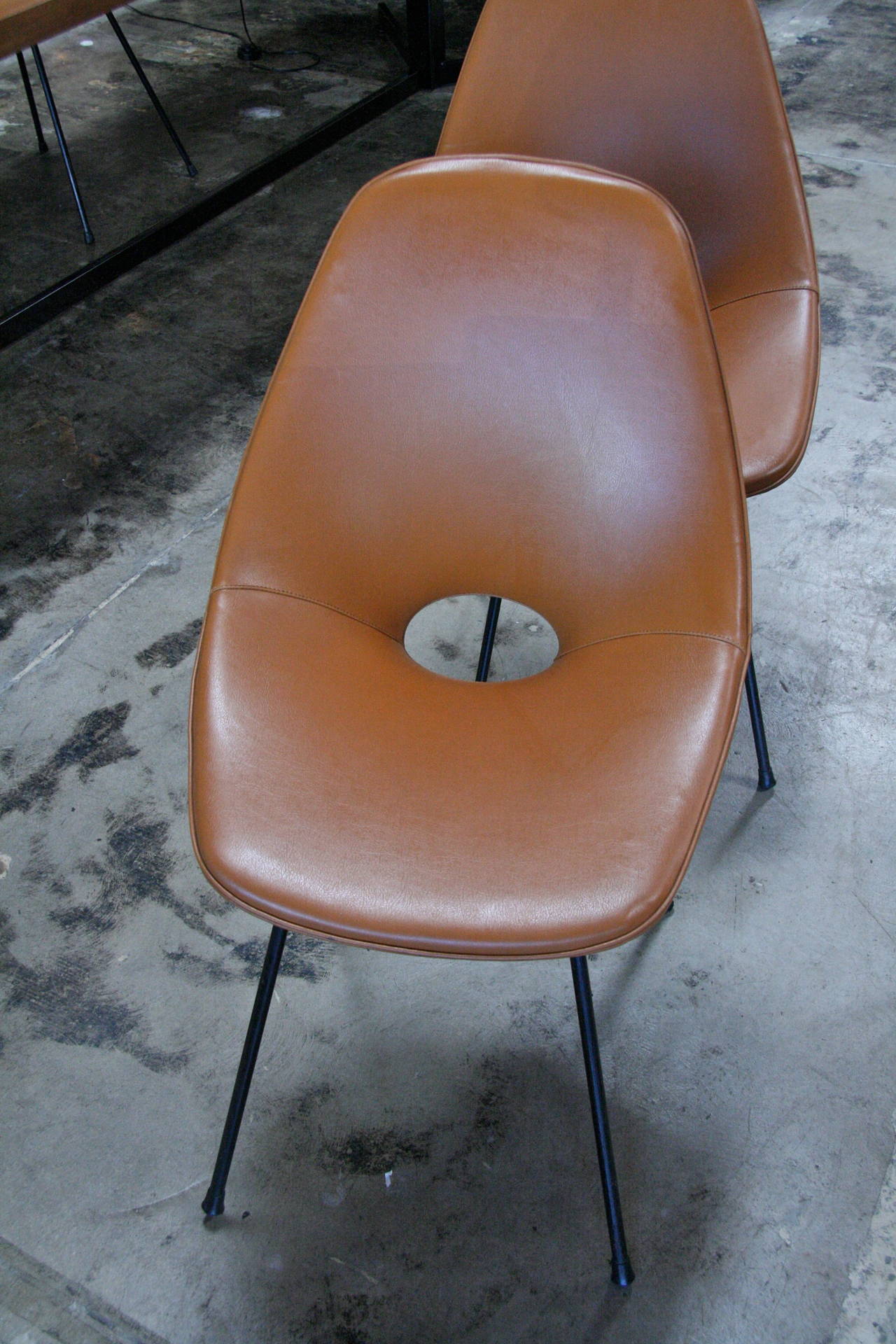 Mid-20th Century Set of Four Medea Chairs in leather by Vittorio Nobili