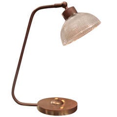 Italian 50's Table Lamp In Brass And Glass