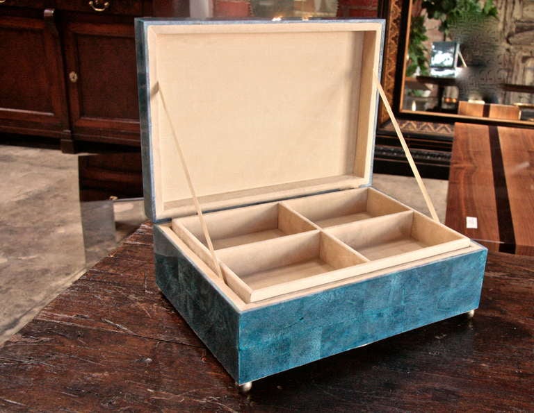 Brass Large Blue Mother of Pearl Box