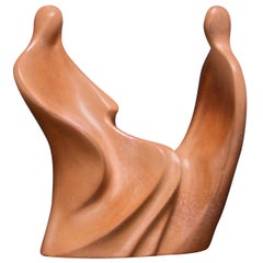 Italian Sculpture in "Cotto Lucido" "Conversazione" by Gianni Celati